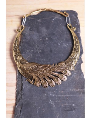 Golden peacock Roman necklace