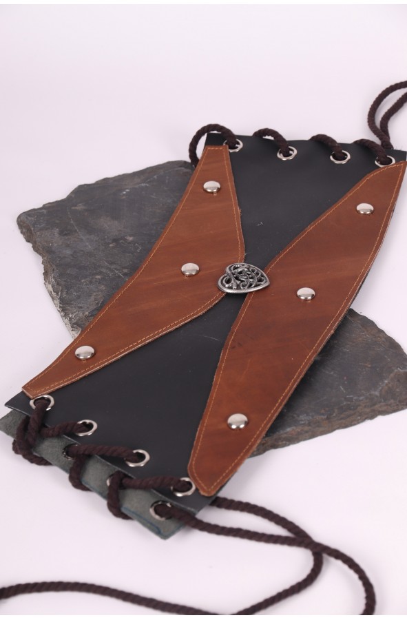 Medieval brown and black leather corset Eternal Heart.