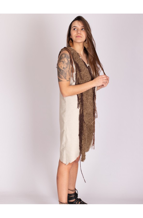 Celtic short dress with vegan fur