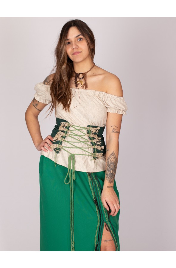 Medieval green corset in medieval bodice style