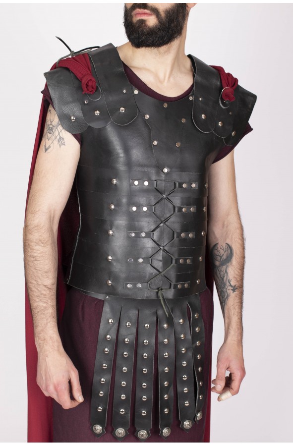 Roman black leather armour lorica...