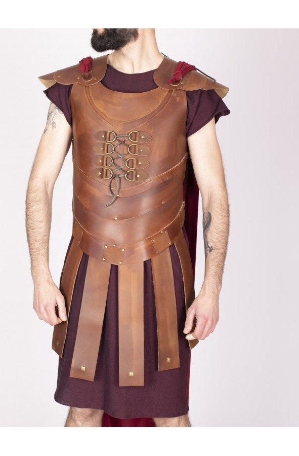 Vintage brown leather Roman armor...