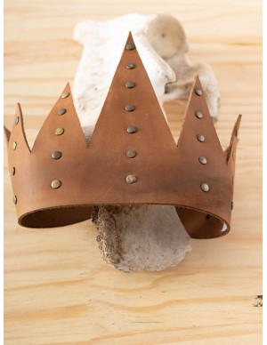 Medieval brown leather head...