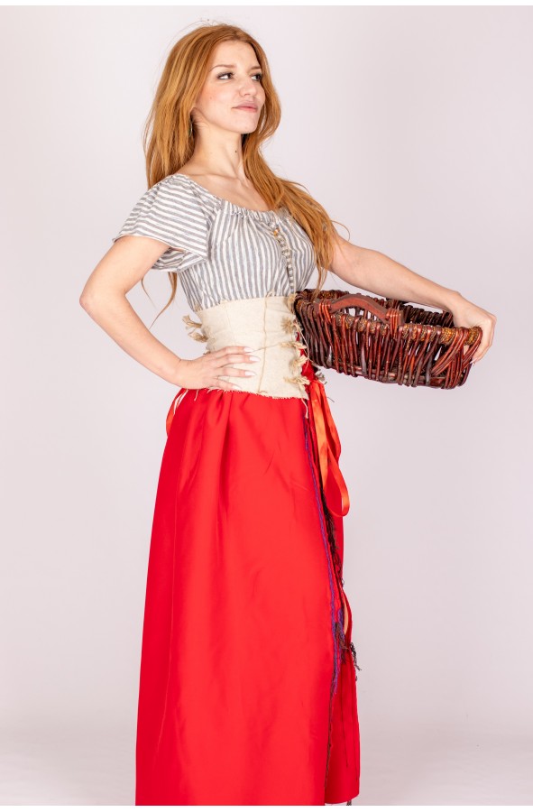 Medieval red skirt with slit and...