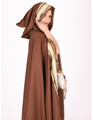 Medieval brown hooded cloak