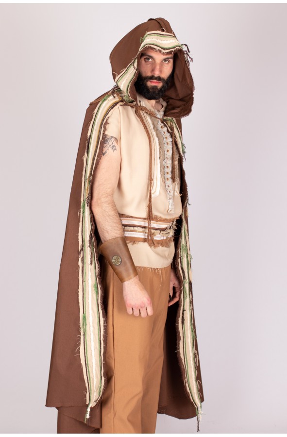 Frayed brown medieval cloak