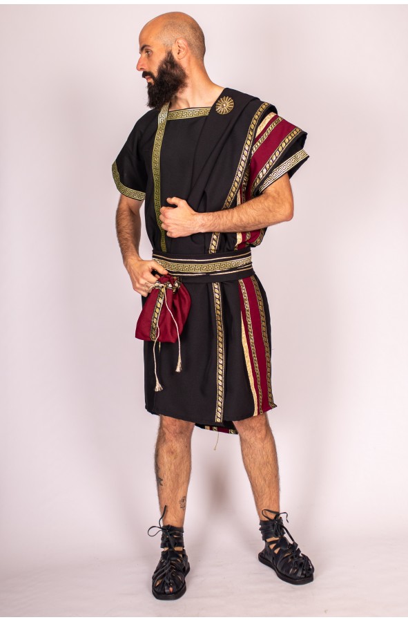 Men's black roman costume with toga