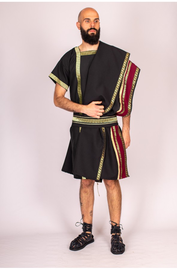 Traje romano hombre negro con toga