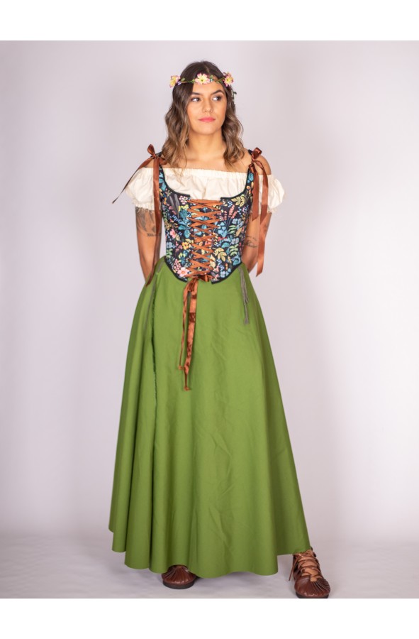 Frayed green medieval skirt