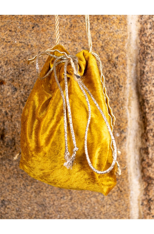 Medieval golden velvet bag