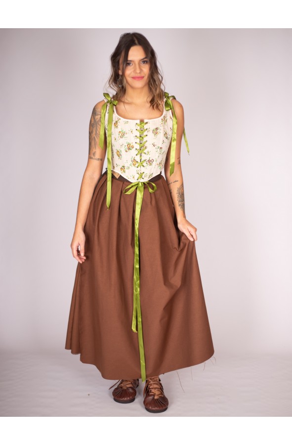 Brown Medieval Pleated Skirt