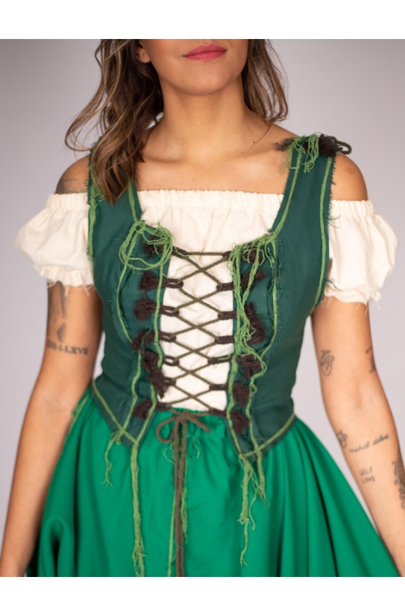Rustic Green frayed Medieval Women's...