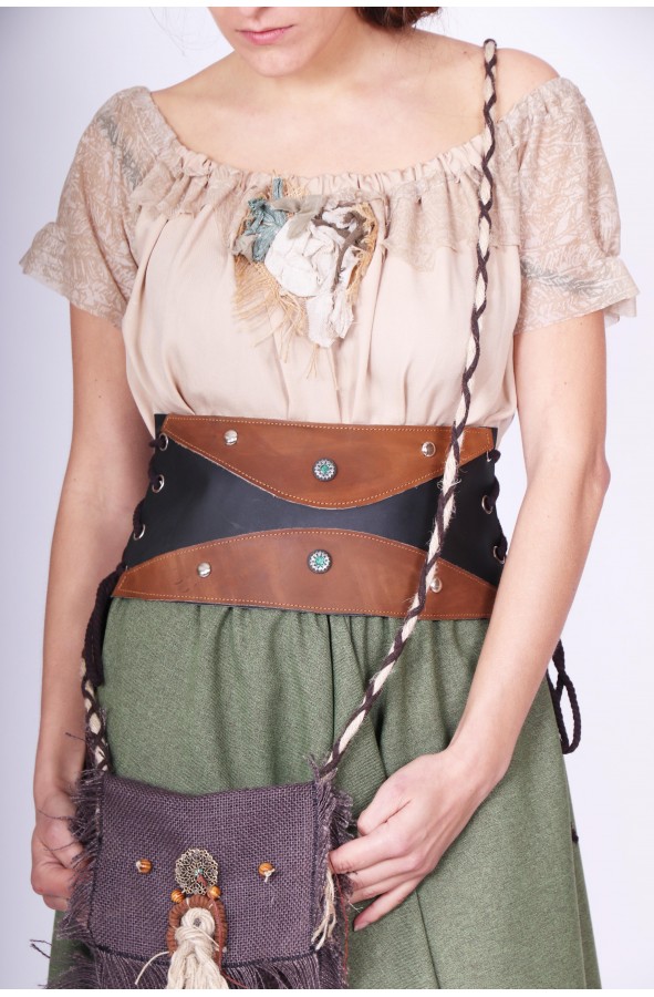 Medieval brown and black leather...