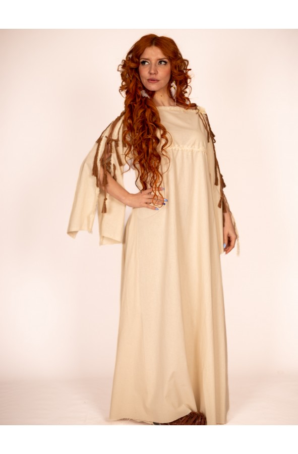 Cream Celtic-Viking Dress for Women -...
