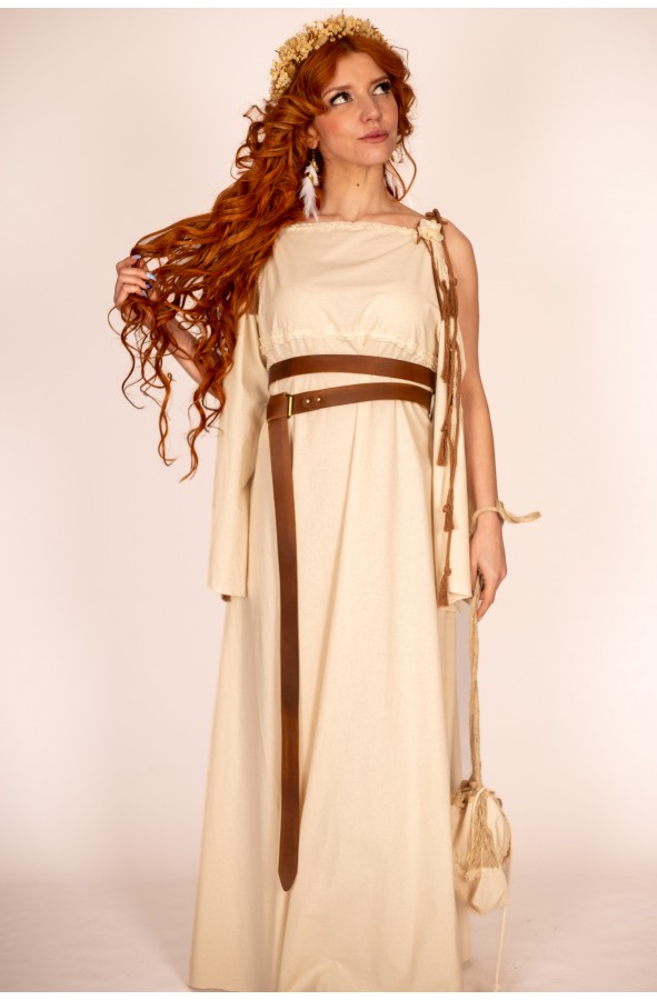Cream Celtic-Viking Dress for Women -...