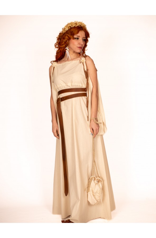 Cream Celtic-Viking Dress for Women -...