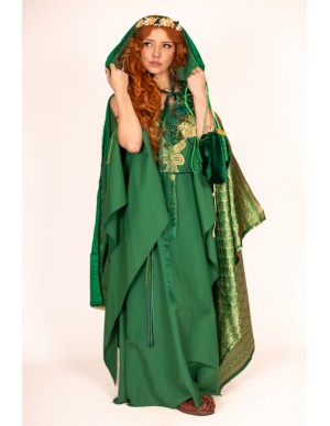 Green Medieval Cloak with...