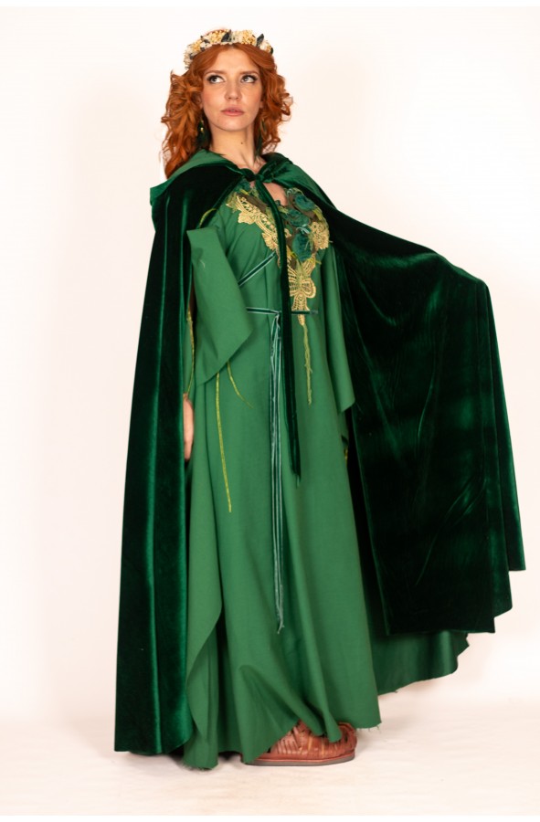 Capa Medieval  Aterciopelada Verde...