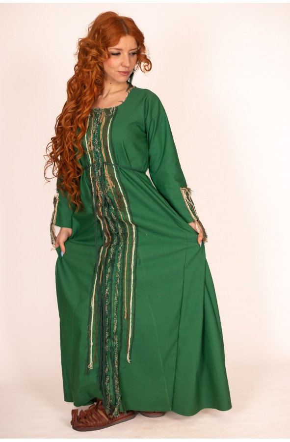 Vestido Celta-vikingo Artesanal Verde...