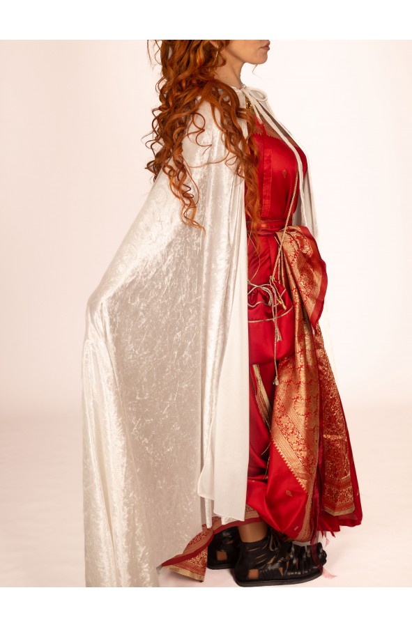 Velvet-Inspired White Roman Cloak -...