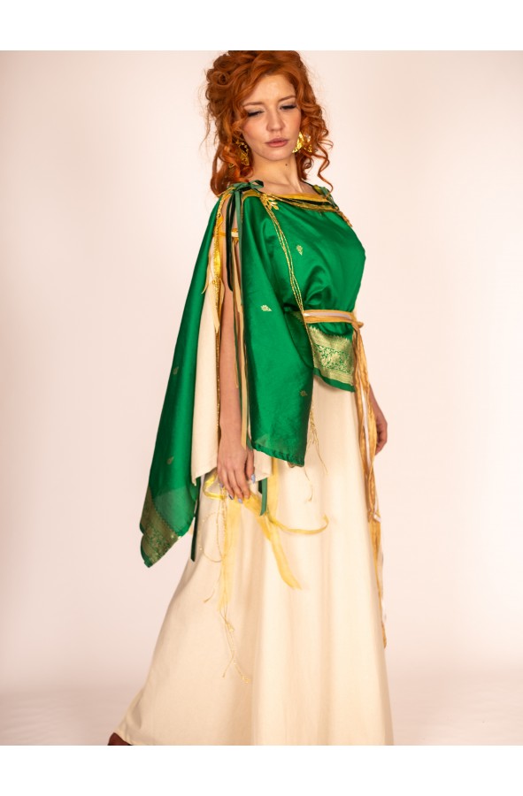 Vestido Romano Elegante en Crudo con...