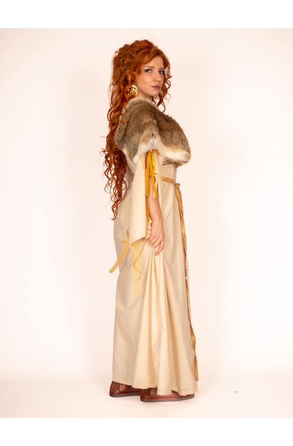 Raw Color Roman Dress with Golden...