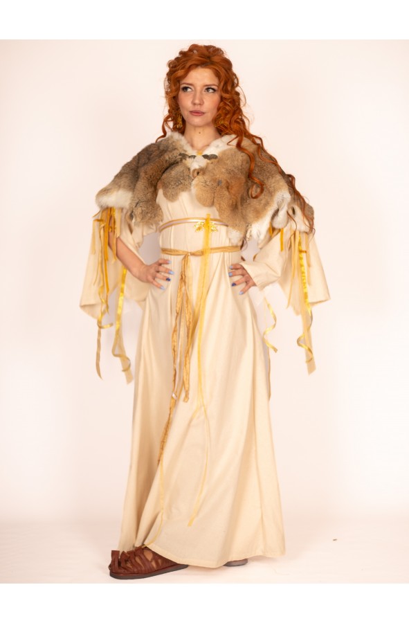 Raw Color Roman Dress with Golden...