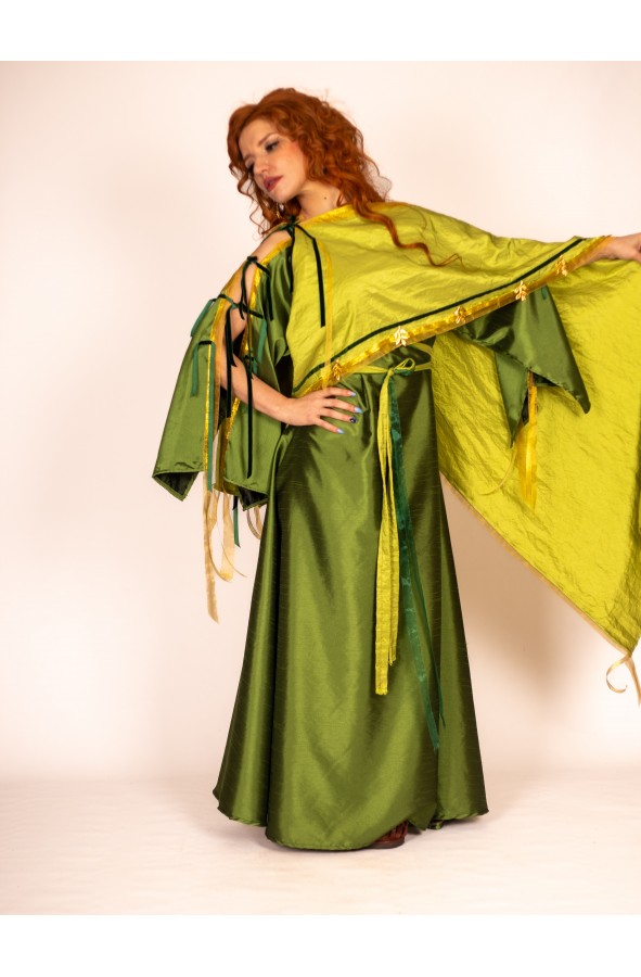 Vestido Verde Oliva Romano con Stola...