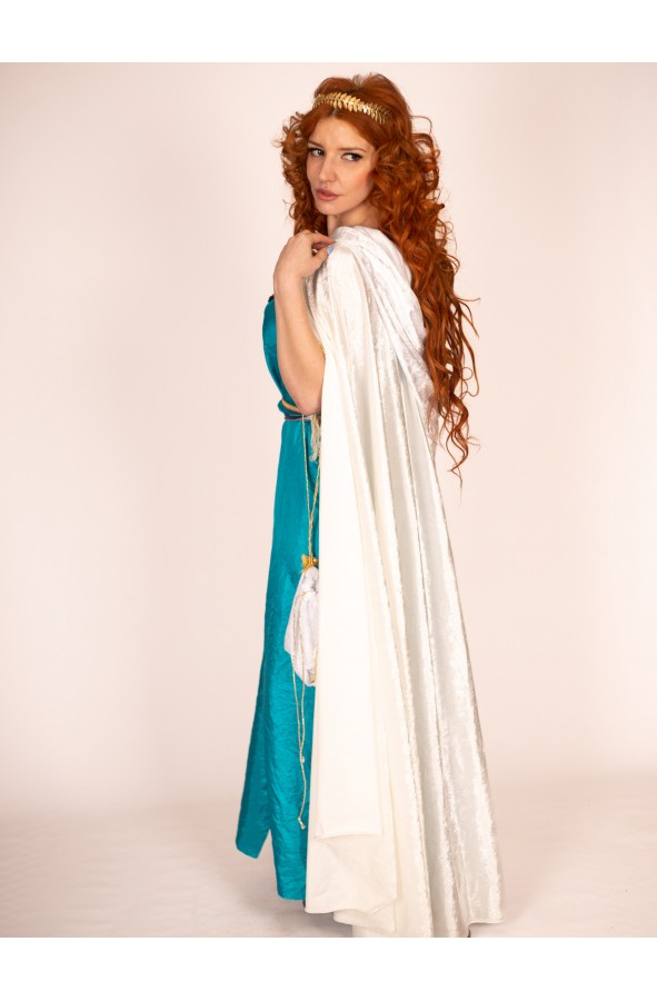 Blue Dress with Golden Leaf Details...