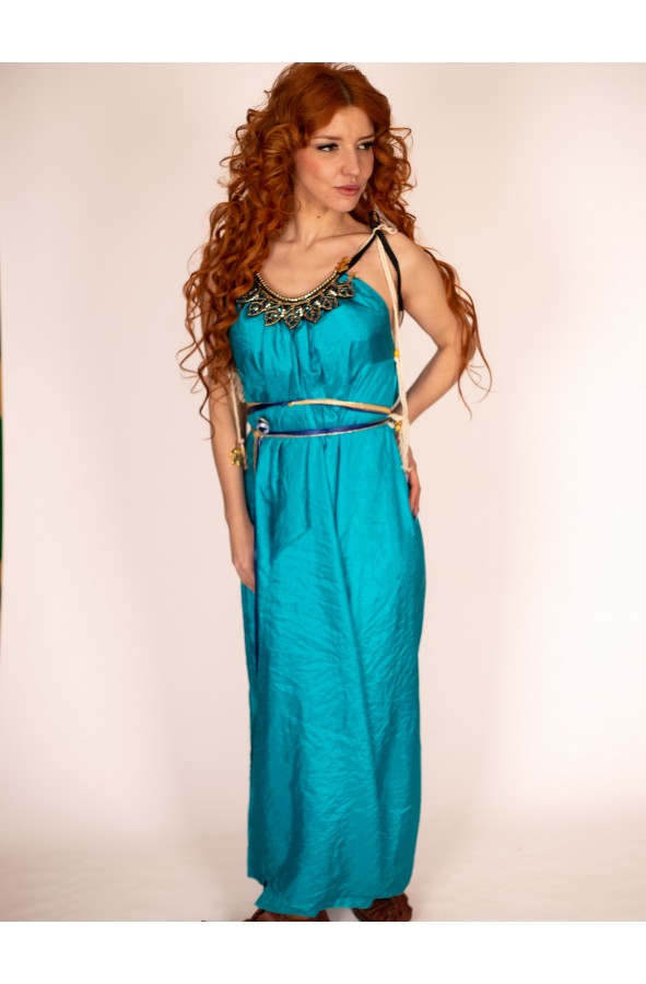 Blue Dress with Golden Leaf Details...