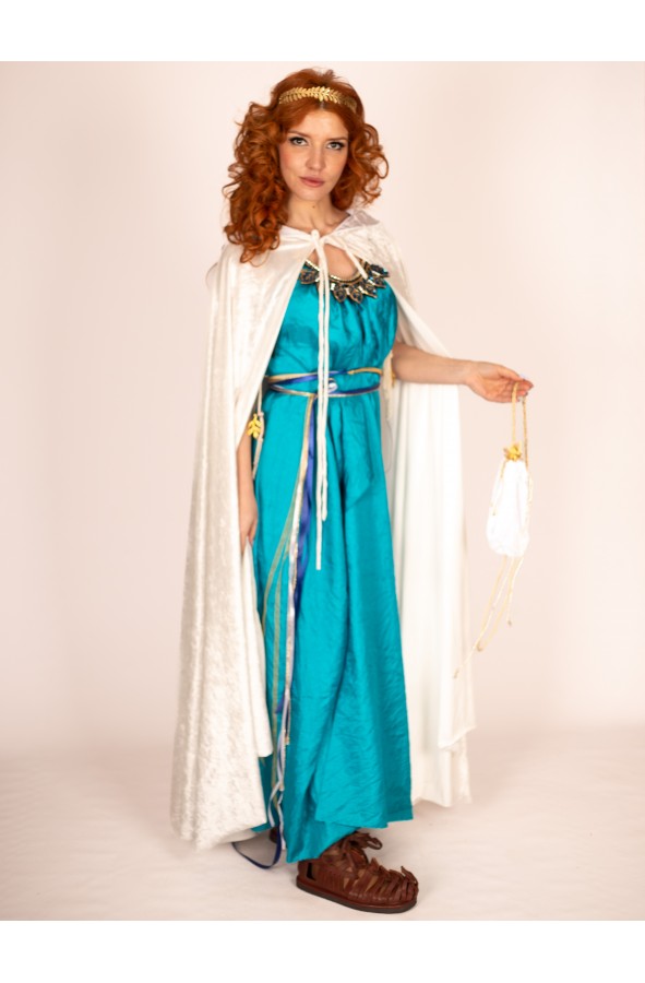 Blue Dress with Golden Leaf Details...