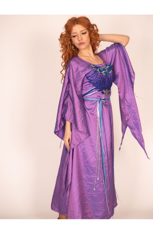 Vestido Medieval Floral Artesanal:...