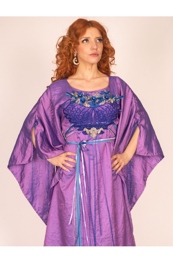 Vestido Medieval Floral Artesanal:...