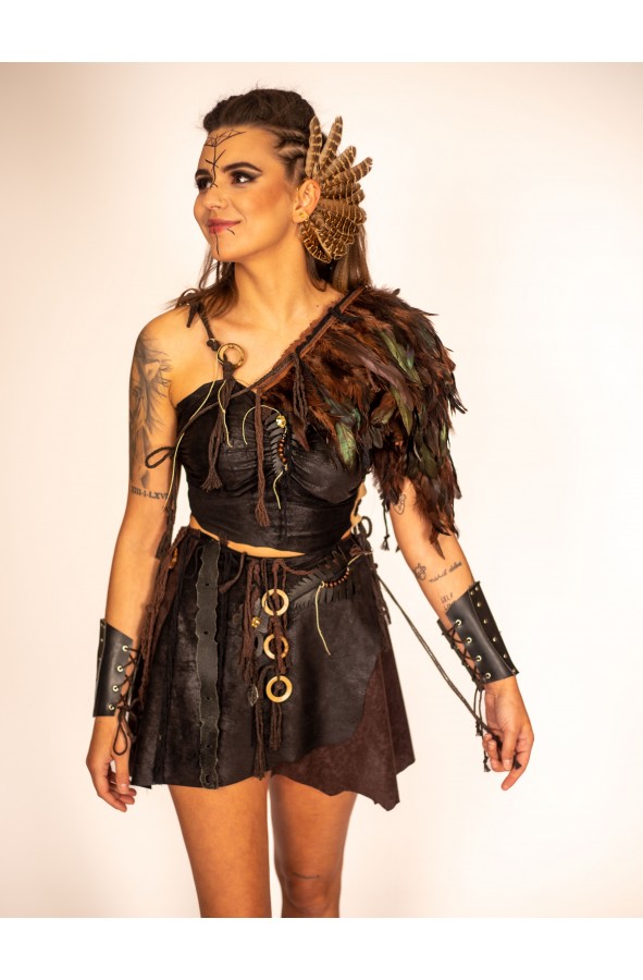 Hombrera Medieval de Plumas Marrón...