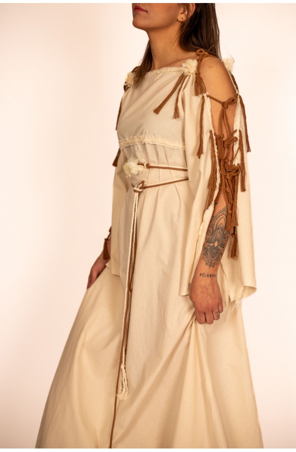 Celtic and Viking Long Dress in Cream...