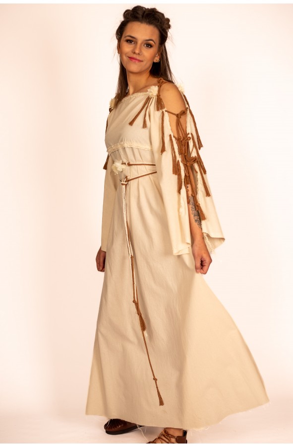 Celtic and Viking Long Dress in Cream...