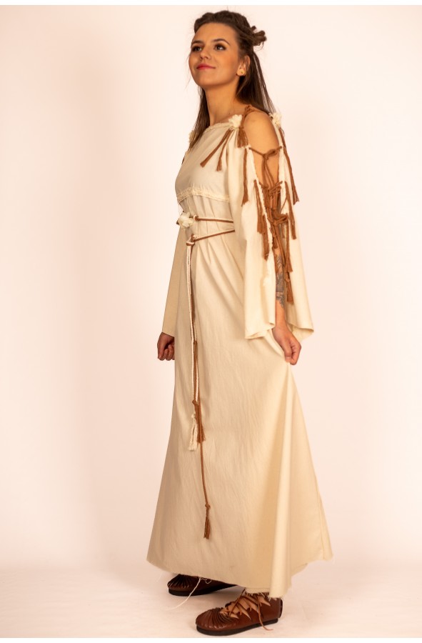 Celtic and Viking Long Dress in Cream...