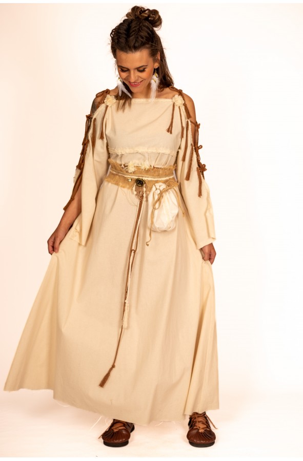 Cinturón Medieval de Arpillera Deshilachado con Bolso Incorporado