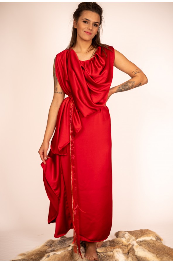 Roman Women's Dress in Red Satin...