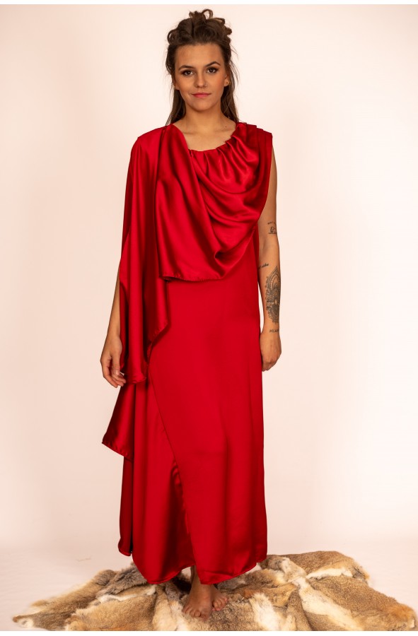 Roman Women's Dress in Red Satin...