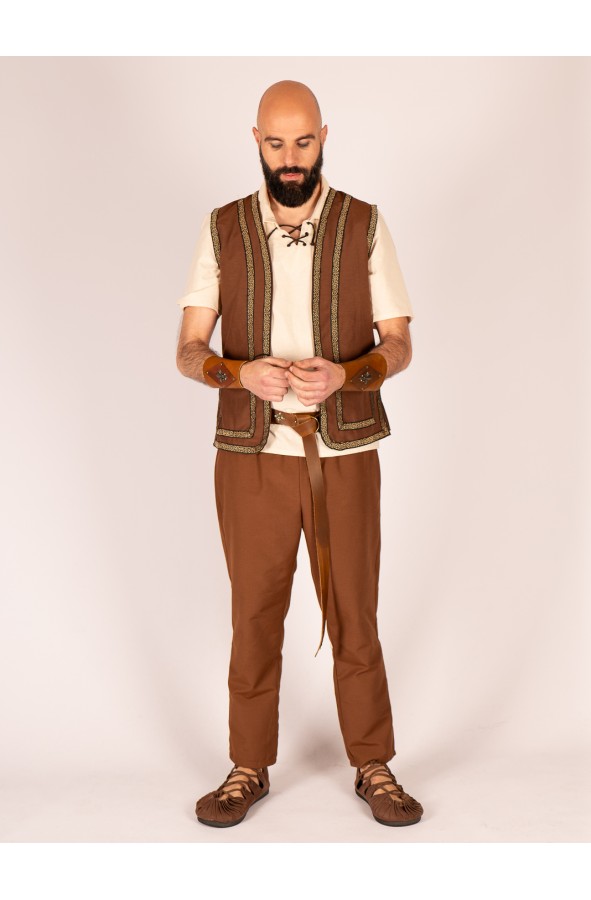 Chaleco Medieval Marrón con Ribetes –...