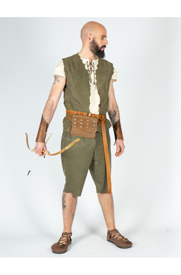 Medieval green suede-like pants with...