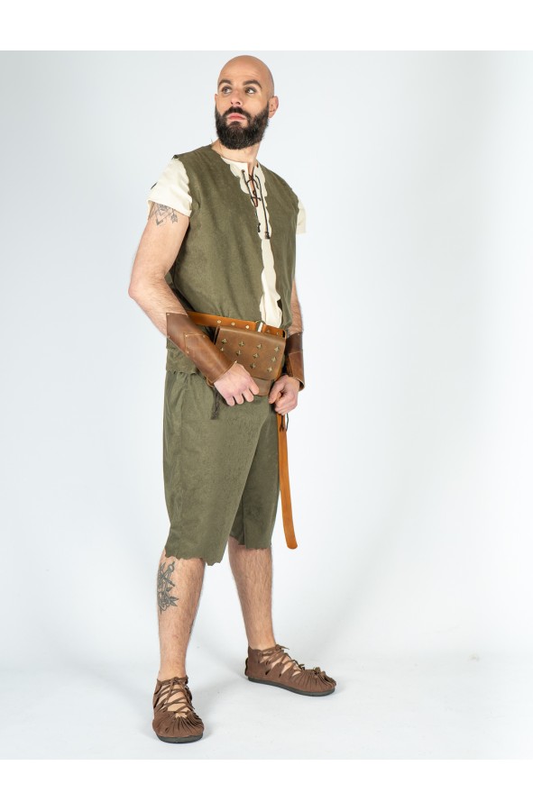 Medieval green suede-like pants with...