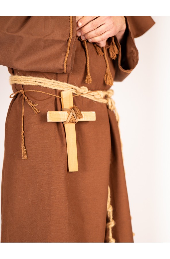 Wooden monk cross with rope –...