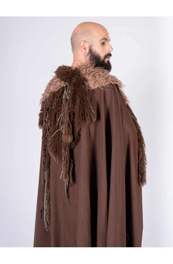 Celtic-Viking Cloak with Vegan Fur...