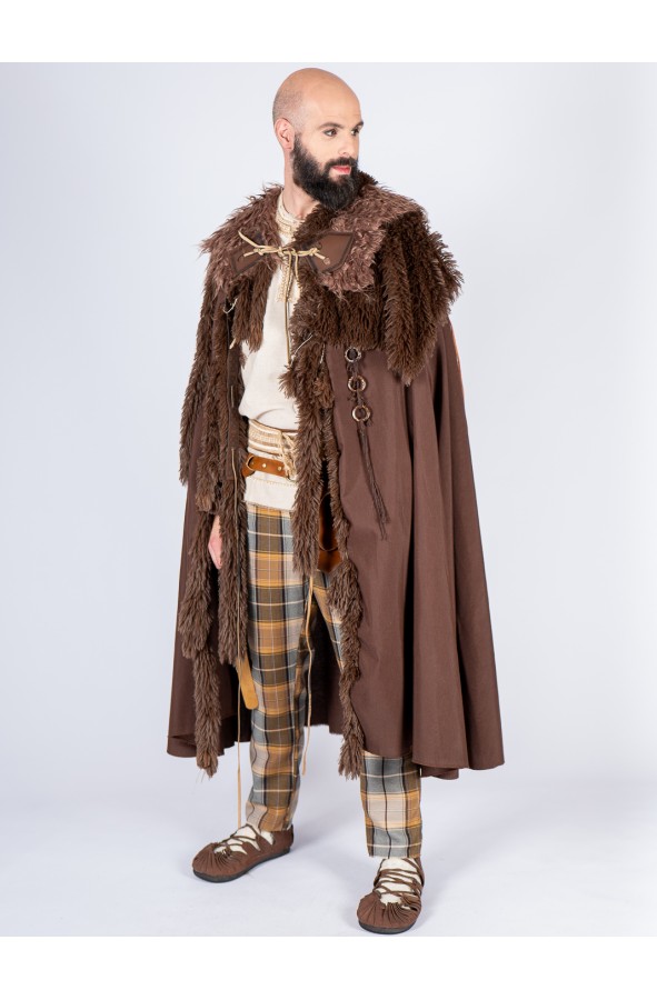 Celtic-Viking Cloak with Vegan Fur...