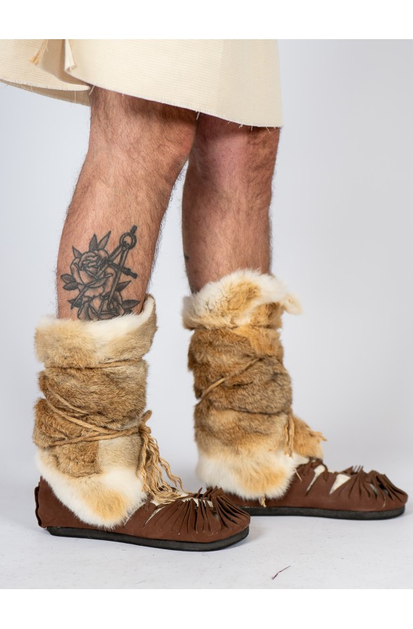 Leather Greaves, Rustic Fur Gaiters,...