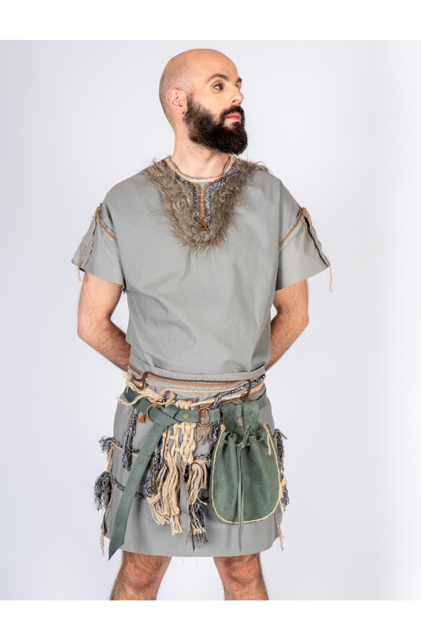 Aged Leather Belt with Antique Gold...