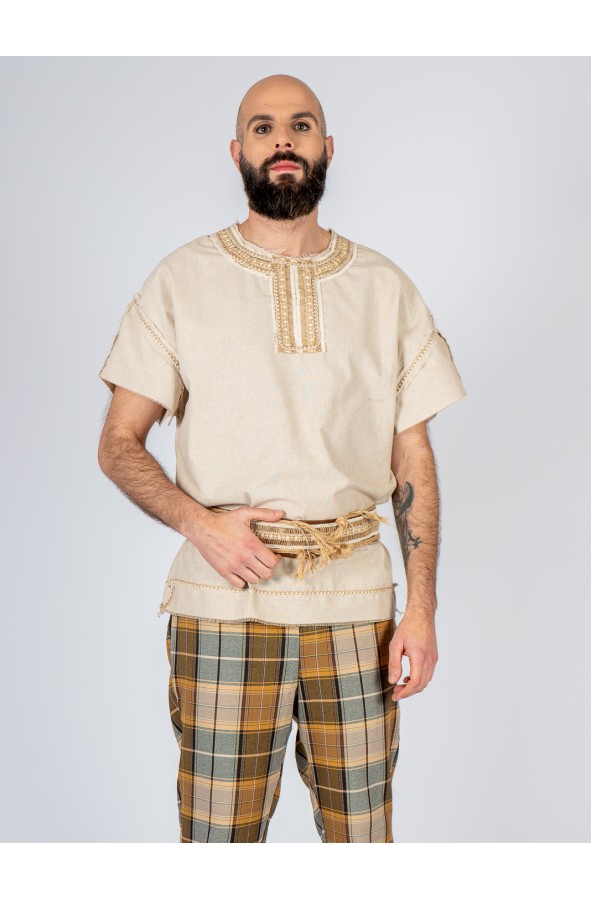 Celtic or Viking frayed cotton tunic