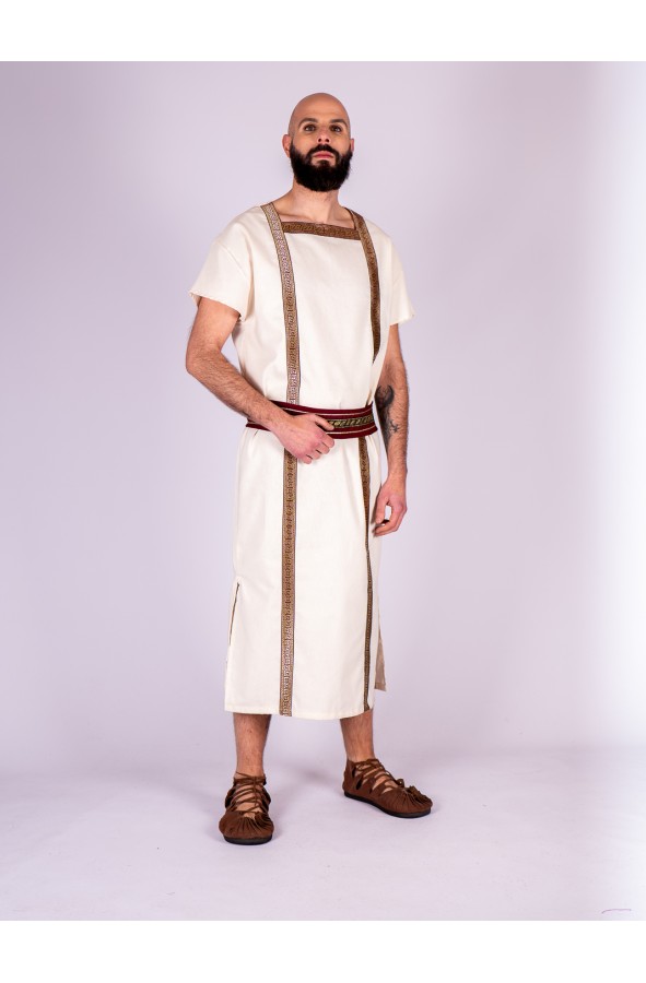 Túnica romana en blanco natural con...